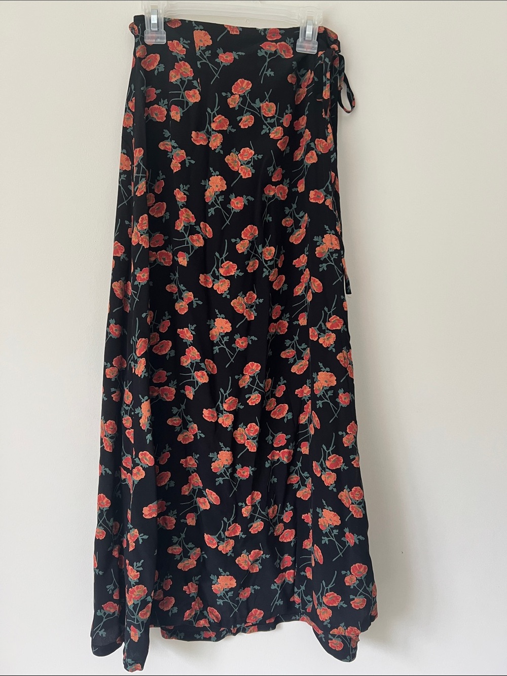 GAP Black Maxi Skirt with Orange Floral Print